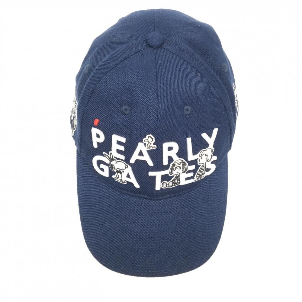 美品】パーリーゲイツ×PEANUTS キャップ ネイビー×白 スヌーピー FR