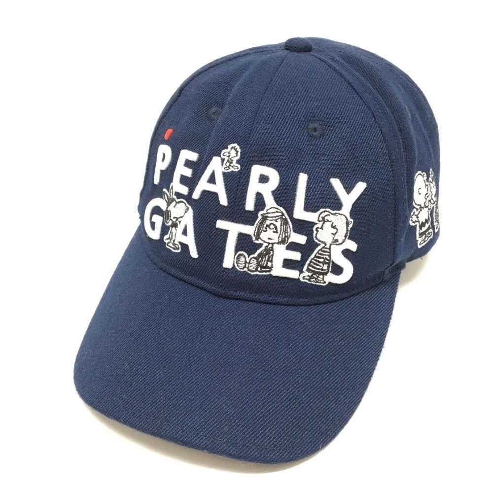 【美品】パーリーゲイツ×PEANUTS キャップ ネイビー×白 スヌーピー FR ゴルフウェア PEARLY GATES