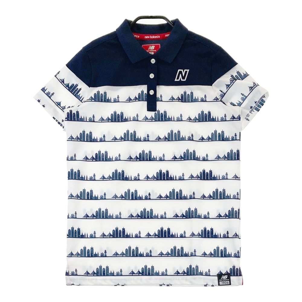 サイズ：2 NEW BALANCE GOLF ニューバランス ; 半袖ポロシャツ 総柄 ネイビー系 [240101675435] ゴルフウェア レディース ストスト