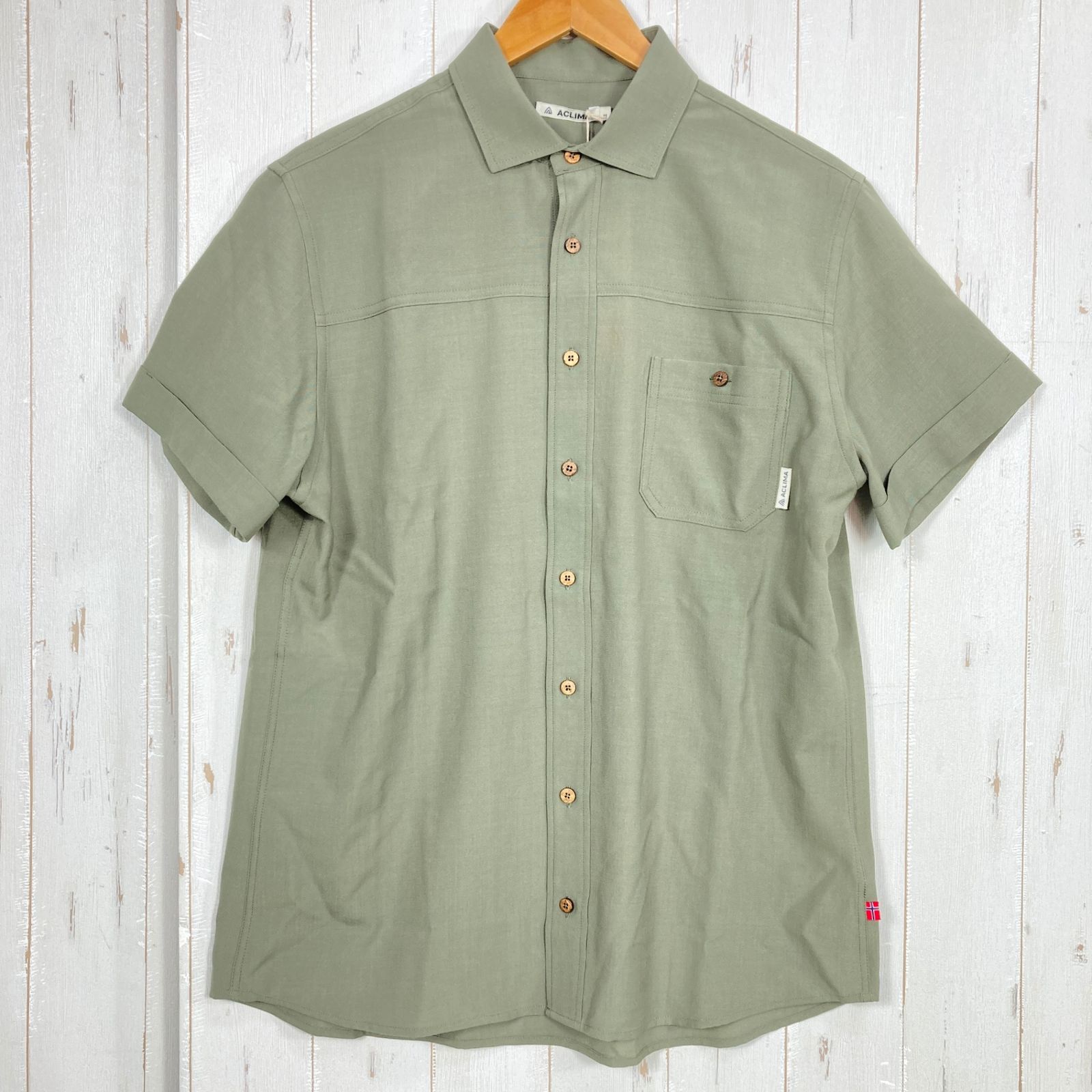 ✉️Men's M グリーン系 Aclima ( アクリマ ) レジャーウール ウーヴェン ショートスリーブ シャツ LEISUREWOOL WOVEN SHORT SLEEVE SHIRT 105980 25 Ranger Green z0