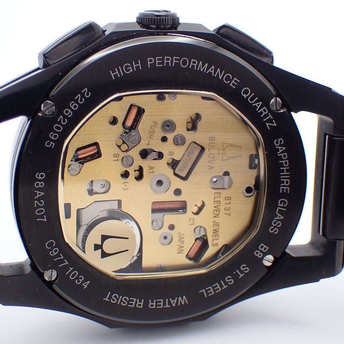 美品】BULOVA ブローバ カーブ クロノグラフ クォーツ メンズ 腕時計 