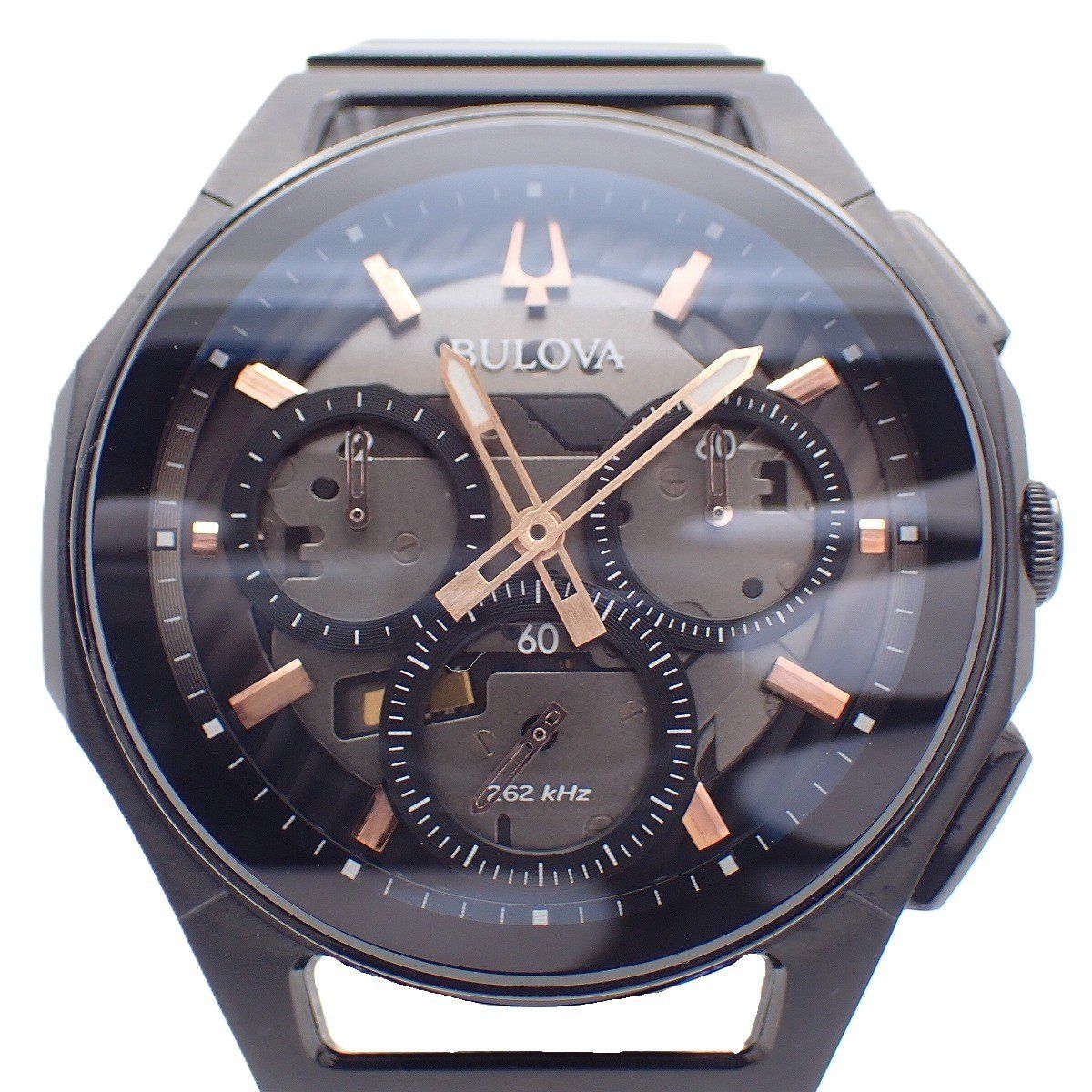 美品】BULOVA ブローバ カーブ クロノグラフ クォーツ メンズ 腕時計 