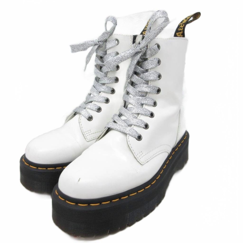 ドクターマーチン DR.MARTENS JADON 8ホール ブーツ サイドジップ ジップアップ 厚底 プラットフォーム UK5 24cm 白 ホワイト ■IBO96