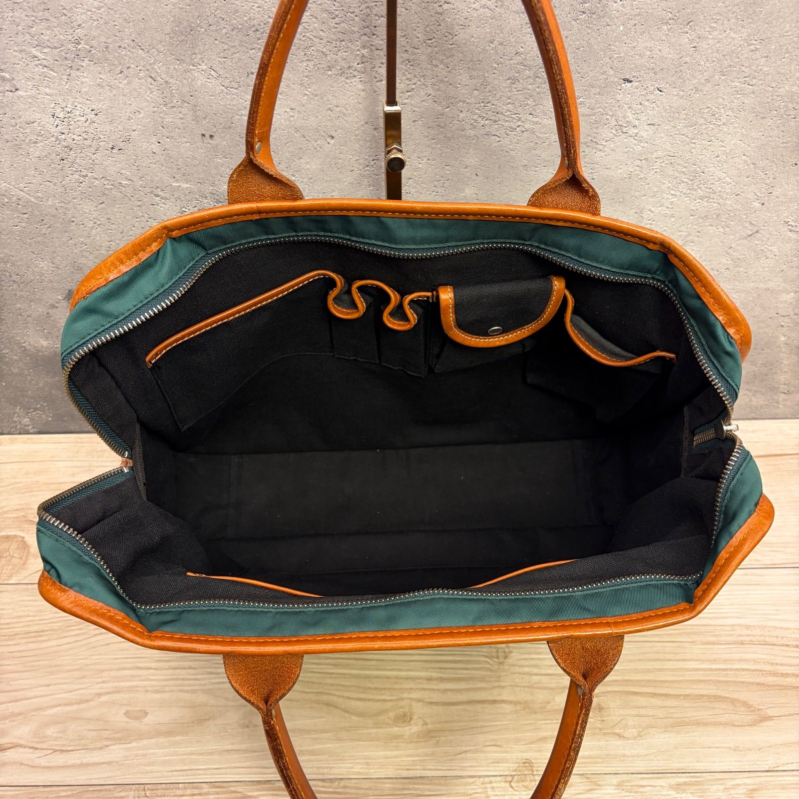 ✨K3-938 Felisi 8637/2 ブラウン×グリーン ビジネスバッグ ナイロン 