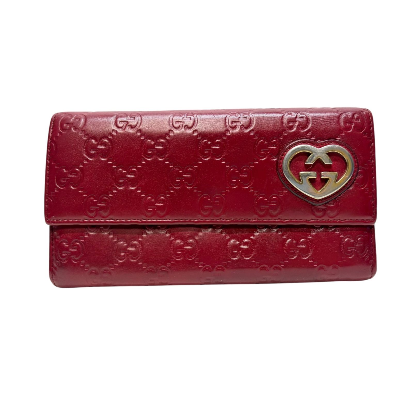 4459 GUCCI グッチ 長財布 シマレザー ハートロゴ フラップ