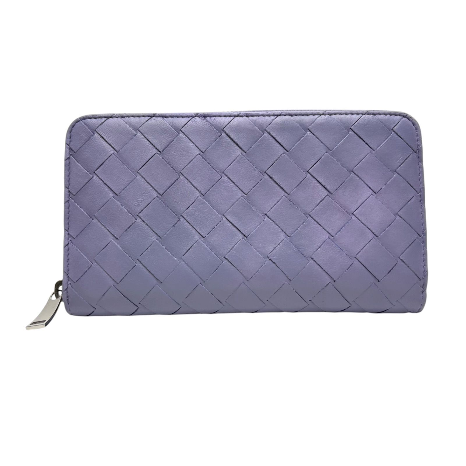3513 BOTTEGA VENETA ボッテガヴェネタ 長財布 マキシイントレチャート レザー パープル ラウンドファスナー