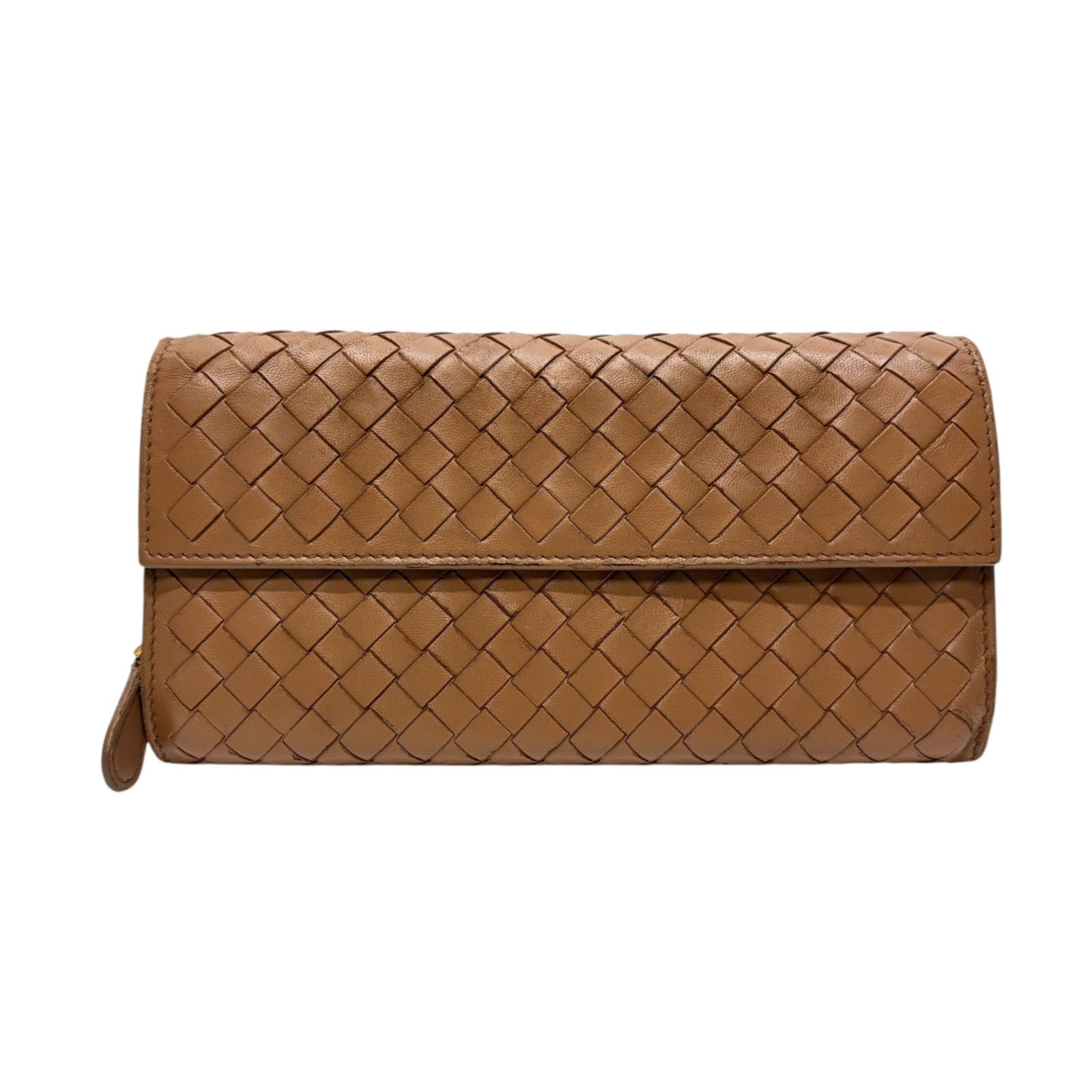 4233 BOTTEGA VENETA ボッテガヴェネタ 長財布 イントレチャート ブラウン フラップ コンチネンタル