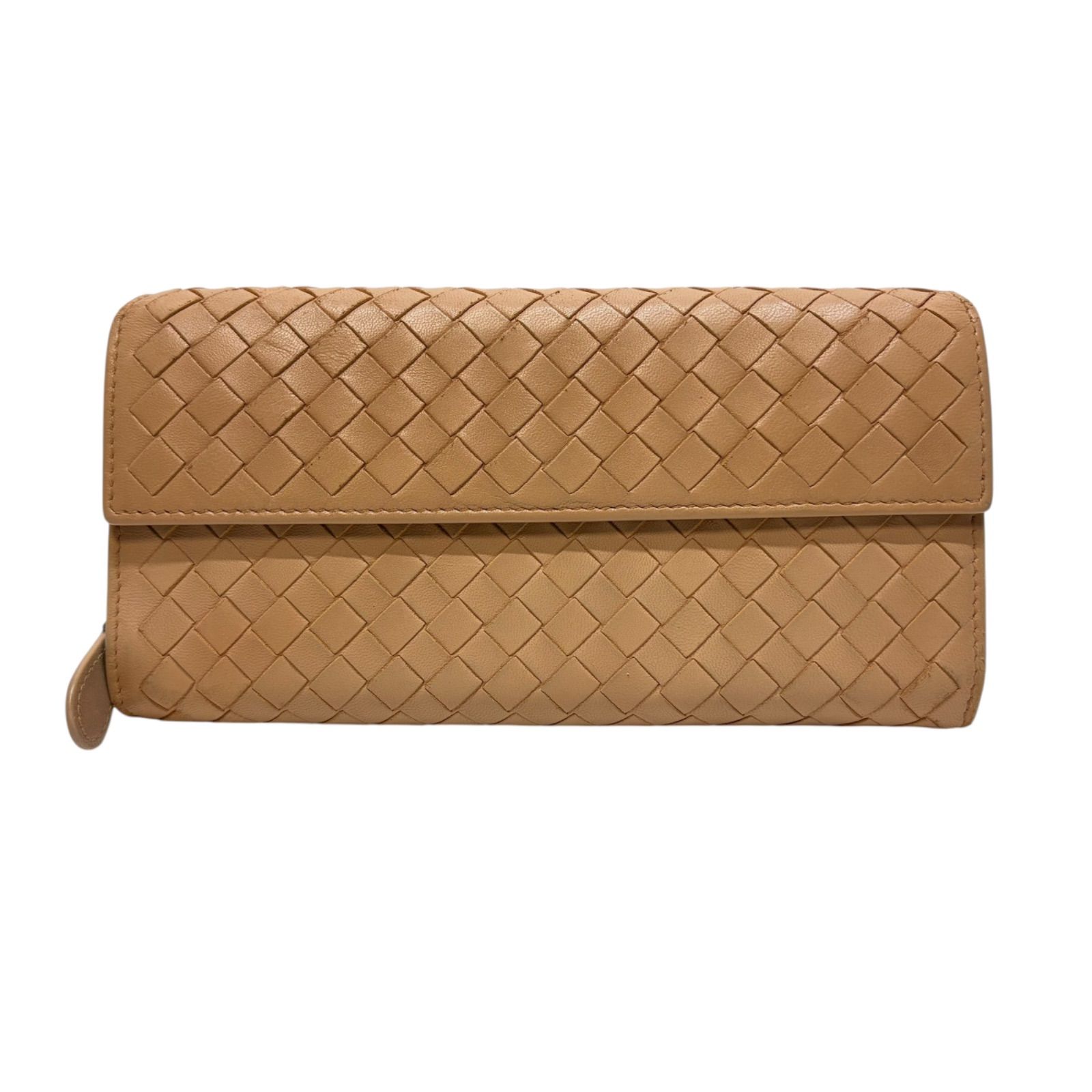 4213 BOTTEGA VENETA ボッテガヴェネタ 長財布 ブラウン イントレチャート フラップ コンチネンタル