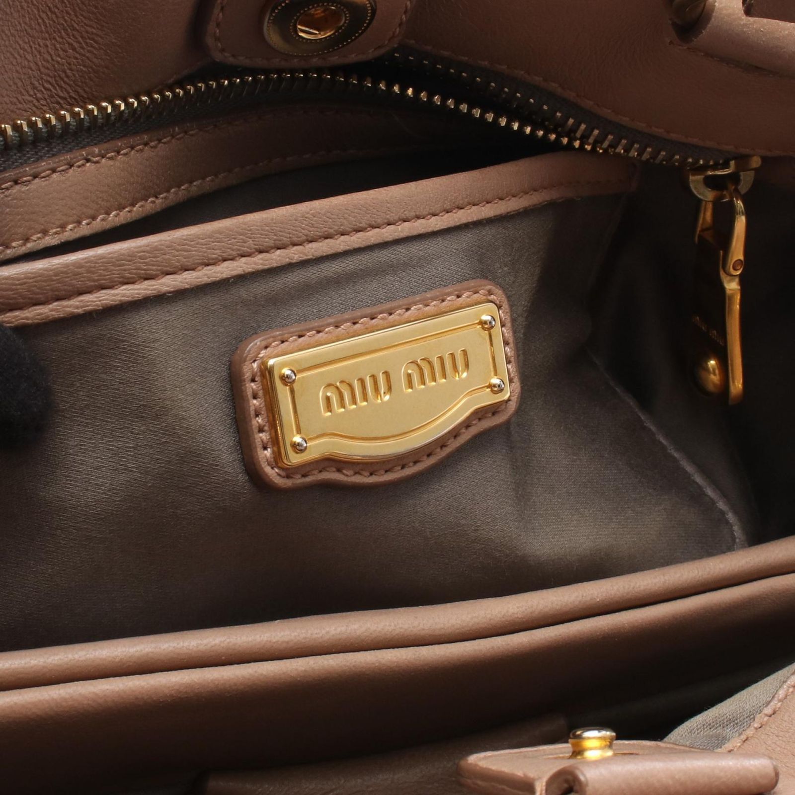 ミュウ ミュウ Miu Miu ハンドバッグ マテラッセ 2WAY ライトブラウン 