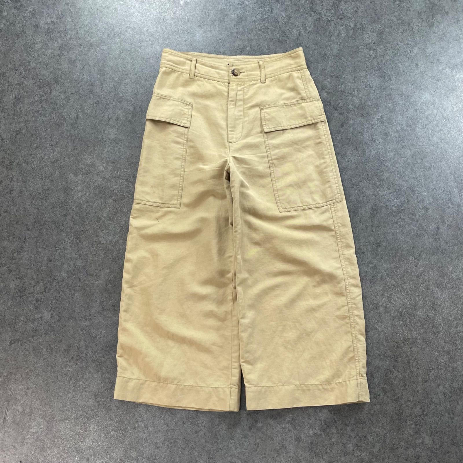 POLO RALPH LAUREN ポロラルフローレン ワイド カーゴ ガウチョ パンツ コットンリネン 無地 ベージュ レディース 4