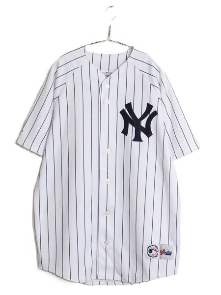 【お得なクーポン配布中!】 ヤンキース ベースボール シャツ メンズ XL 程/ MLB オフィシャル マジェスティック 大リーグ ユニフォーム 大きいサイズ 重ね着 ジャージ
