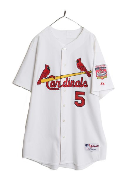 【お得なクーポン配布中!】 USA製 カージナルス ベースボール シャツ メンズ XXL 程/ MLB オフィシャル マジェスティック 大リーグ ユニフォーム 重ね着 大きいサイズ