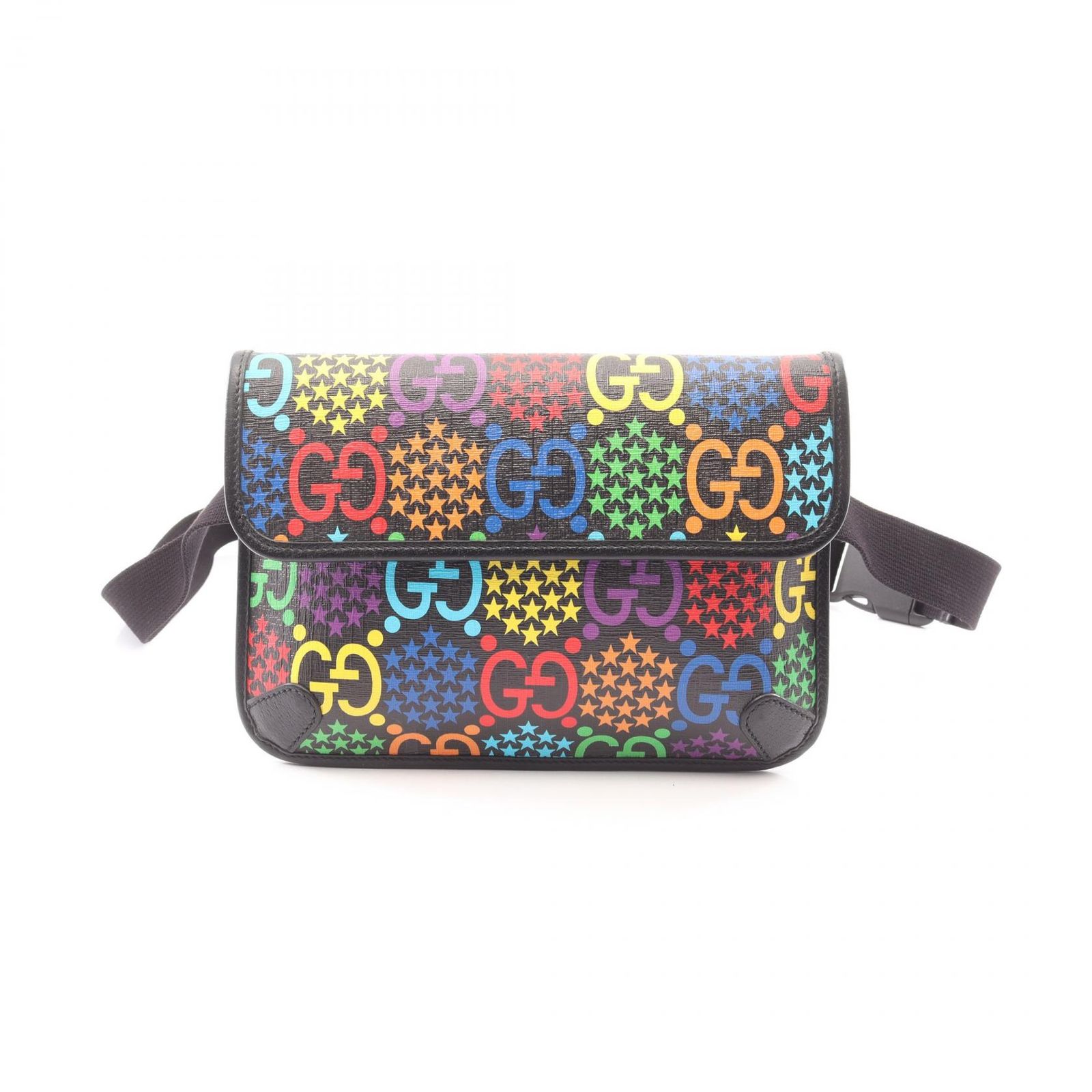グッチ GUCCI ウエストバッグ GGサイケデリック 598113 ブラック/マルチ PVCコーティングキャンバス レザー GGサイケデリック ベルトバッグ メンズ Used A