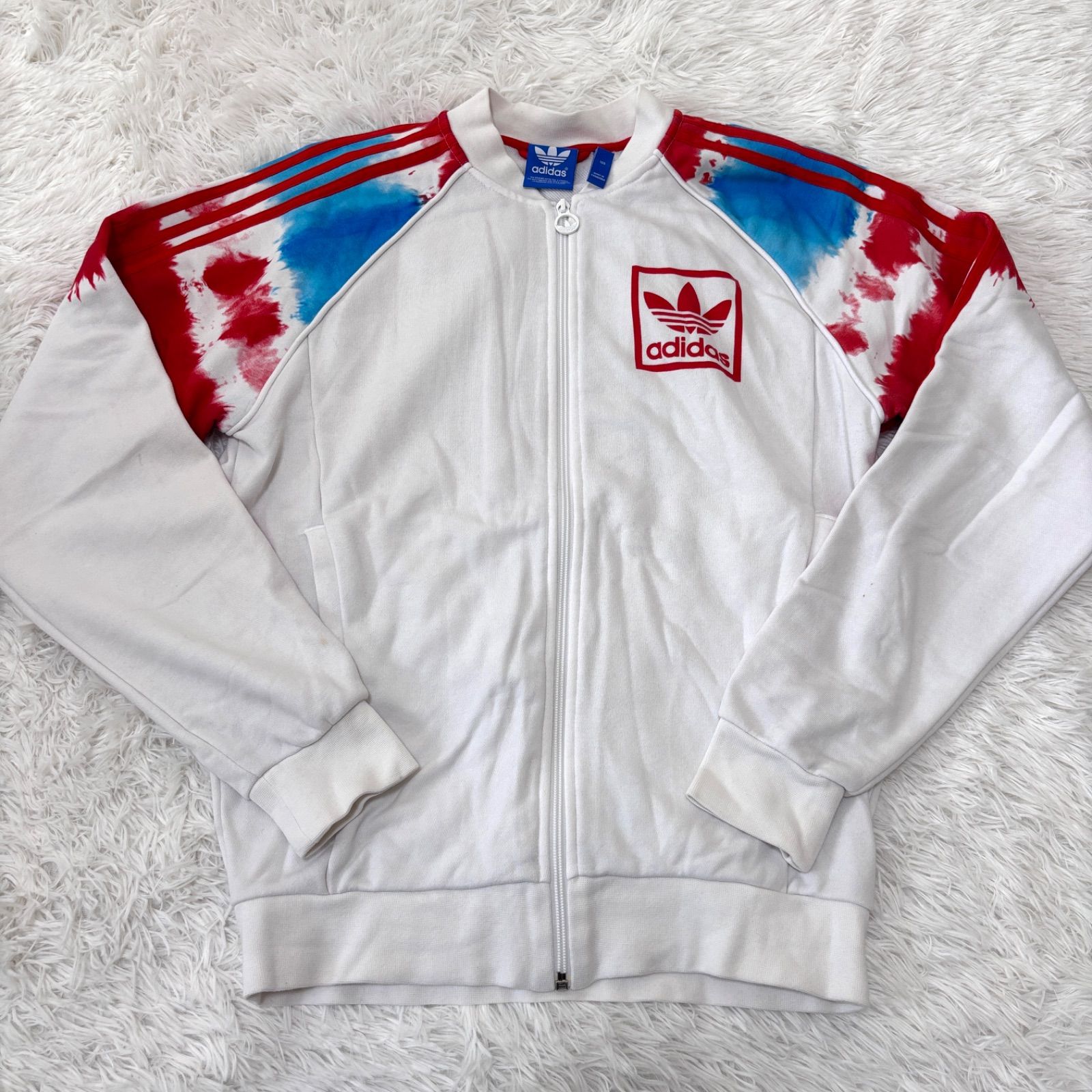 古着 adidas アディダス トラックジャケット スリーストライプス ホワイト レッド 261-1125