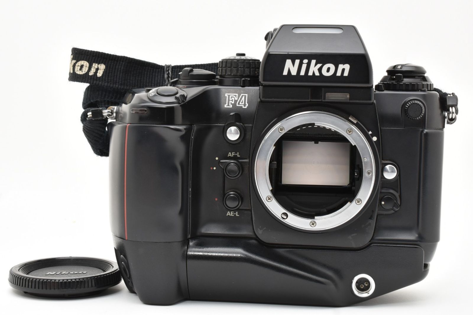 【動作品】Nikon F4S フィルム一眼レフ MB-21搭載 プロ機 Fマウント ストラップ ボディキャップ付 シャッター鳴きあり