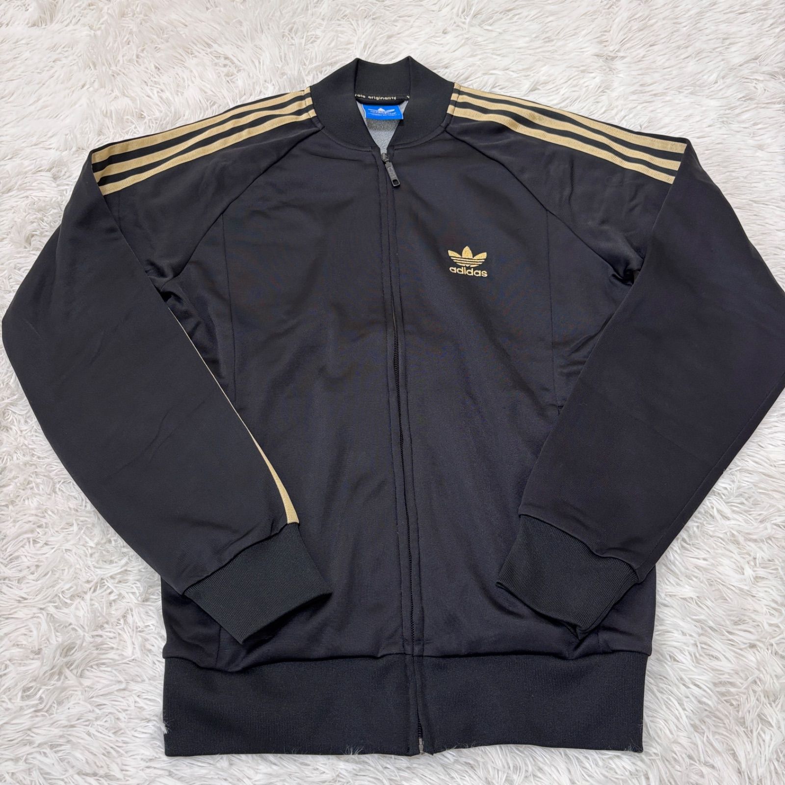古着 adidas アディダス トラックジャケット スリーストライプス ブラック ゴールド 261-1128