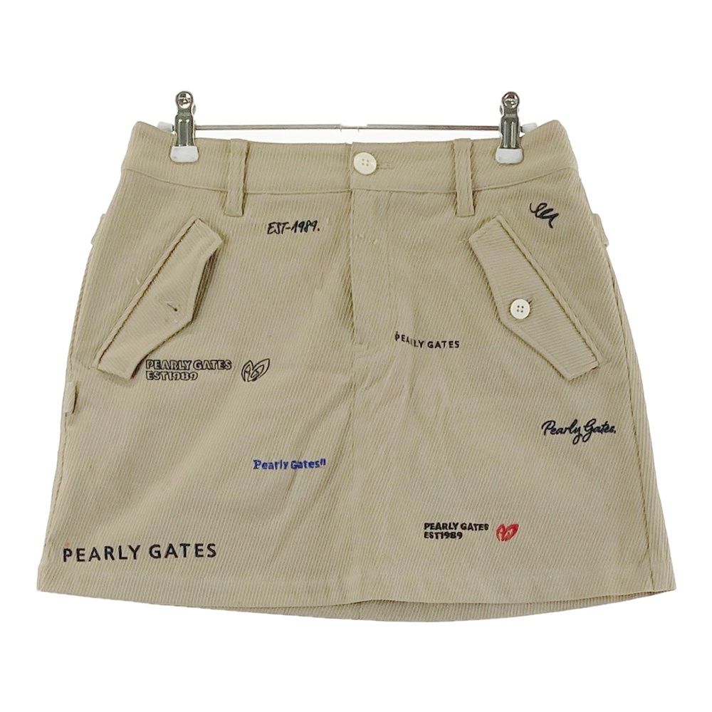 サイズ：0 PEARLY GATES パーリーゲイツ スカート ロゴ総柄 ベージュ系 [240101644687] ゴルフウェア レディース ストスト