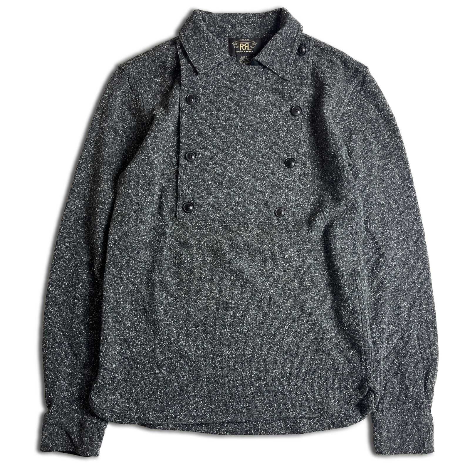 RRL Bib Front Jaspe Pullover Shirt ニットシャツ XS 杢グレー ダブルアールエル 2000000012964