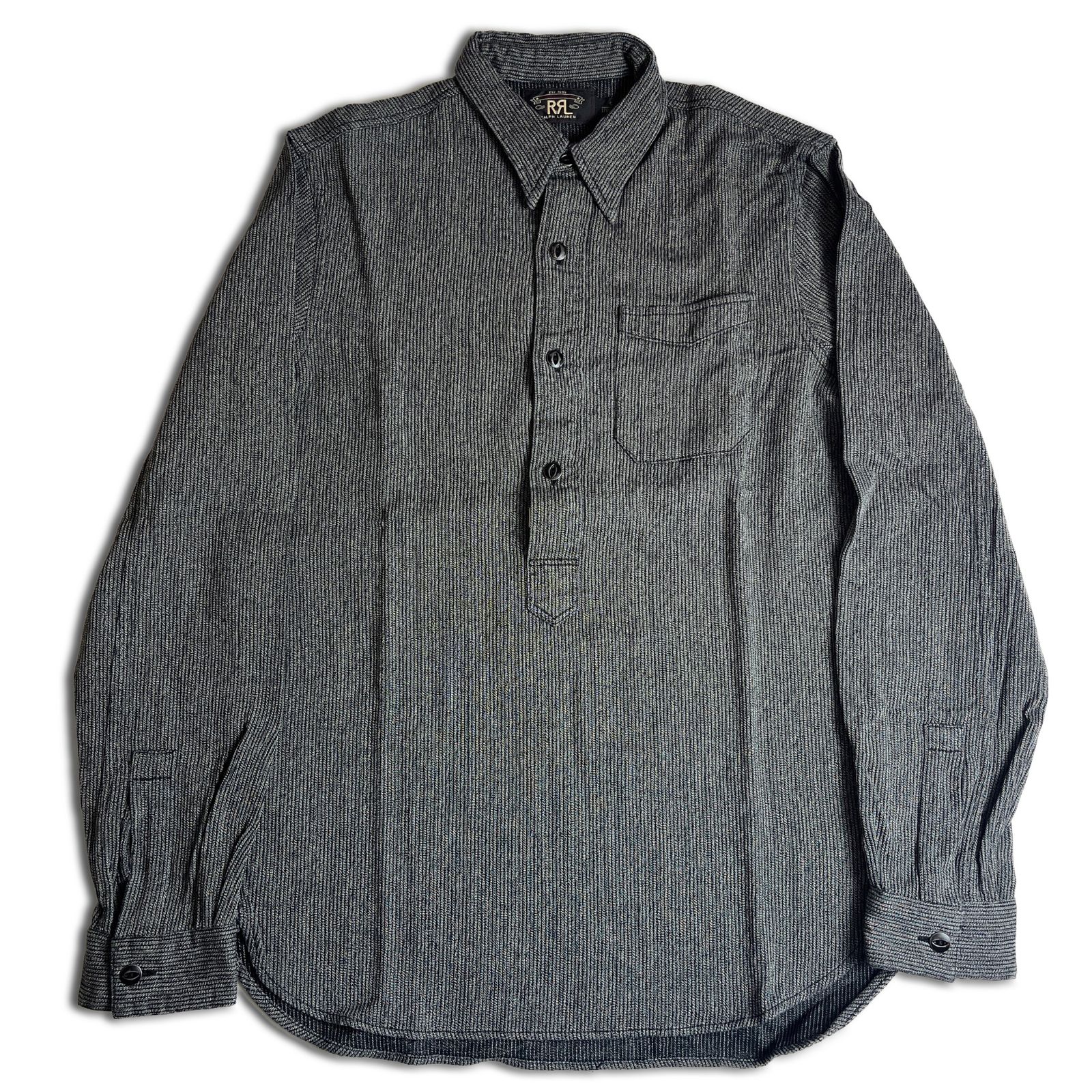 RRL PULLOVER WORK SHIRT プルオーバーシャツ S チンストラップ 猫目ボタン マチ付き ダブルアールエル 2000000012971