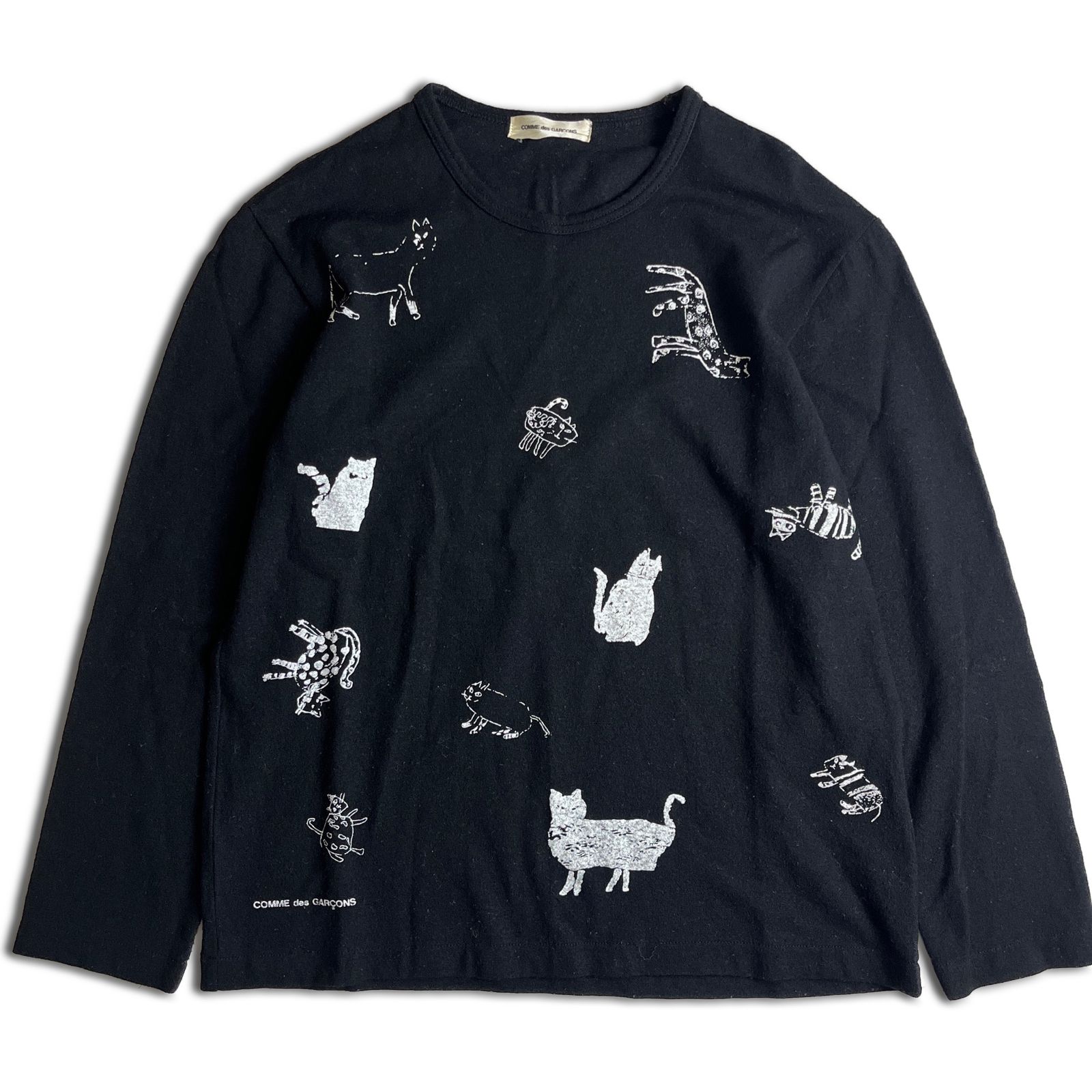 【1989AW】COMME des GARCONS 猫プリント Tシャツ ブラック コムデギャルソン 2000000012179