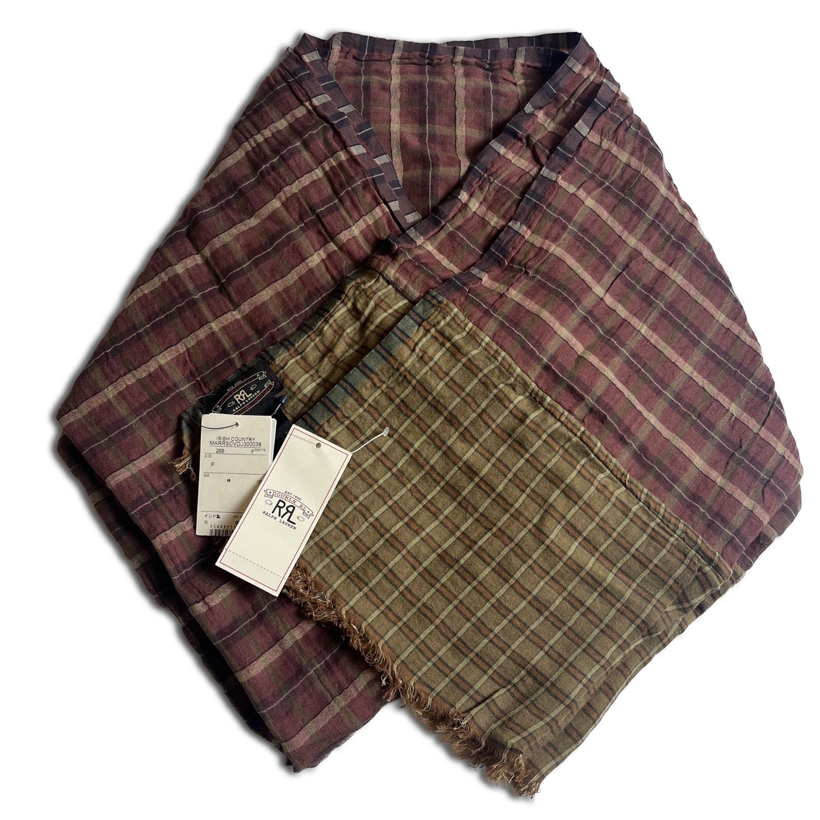 未使用品】RRL インド綿 チェック ストール ワンサイズ ダブルアール