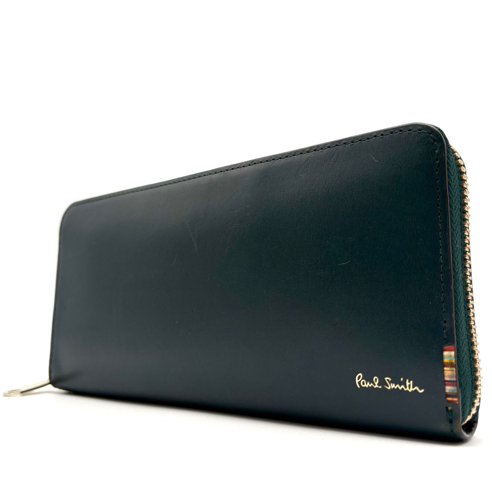 極美品　ポールスミスブラック　チェック柄　サイズ40(L) 極美品 ポールスミス 長財布 ラウンドジップ マルチストライプ
