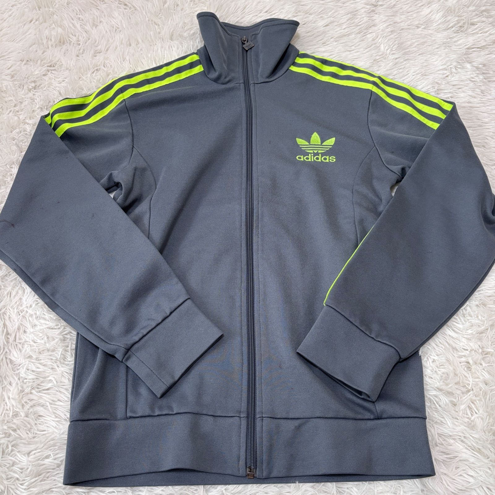 古着 adidas アディダス トラックジャケット スリーストライプス グレーグリーン 261-1133
