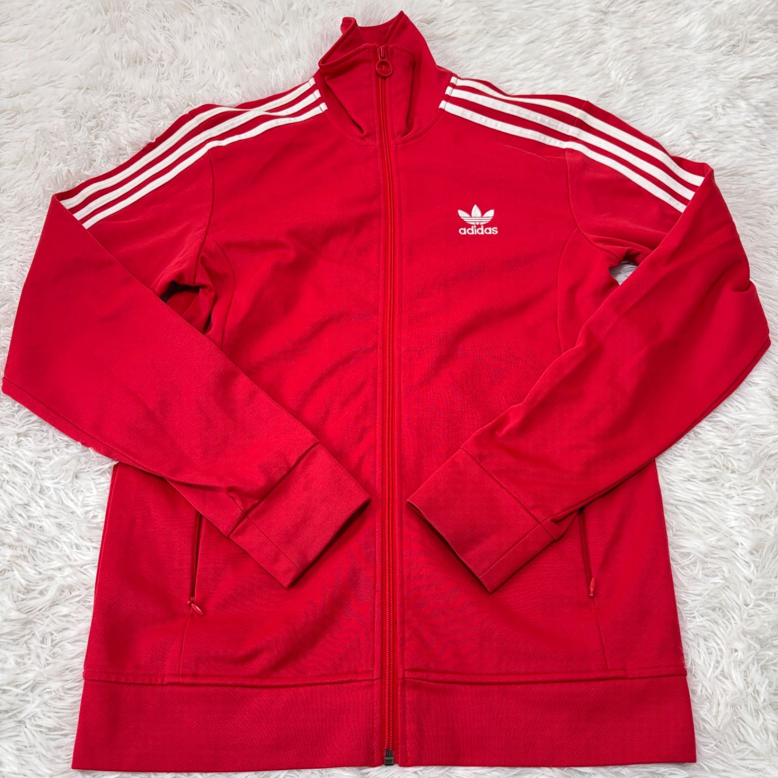 古着 adidas アディダス トラックジャケット スリーストライプス レッド 261-1136