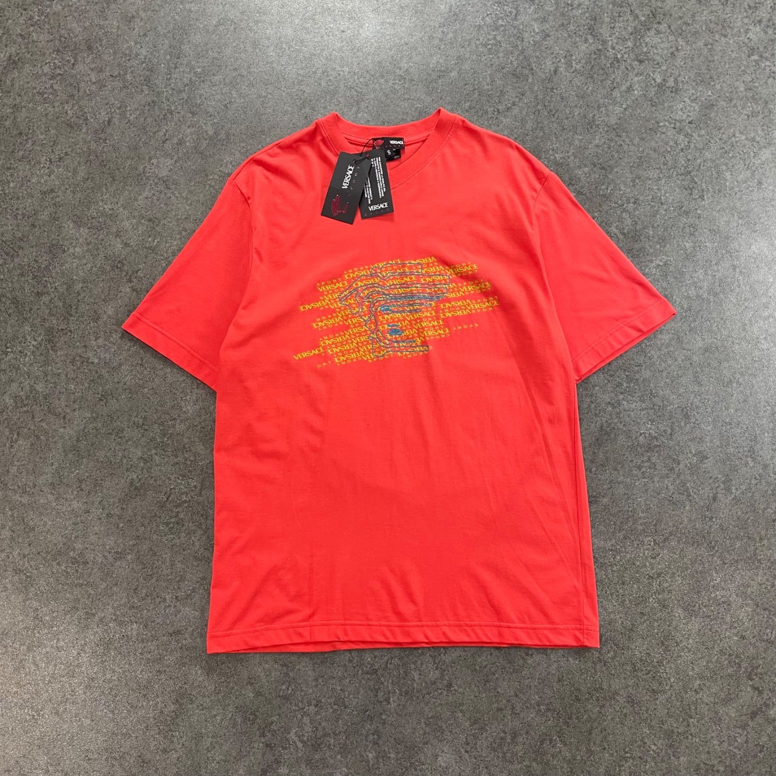 新品 未使用 VERSACE SPORT S/S T-Shirt ヴェルサーチ 半袖 Tシャツ Vネック メデューサ ロゴプリント メンズ タグ付き