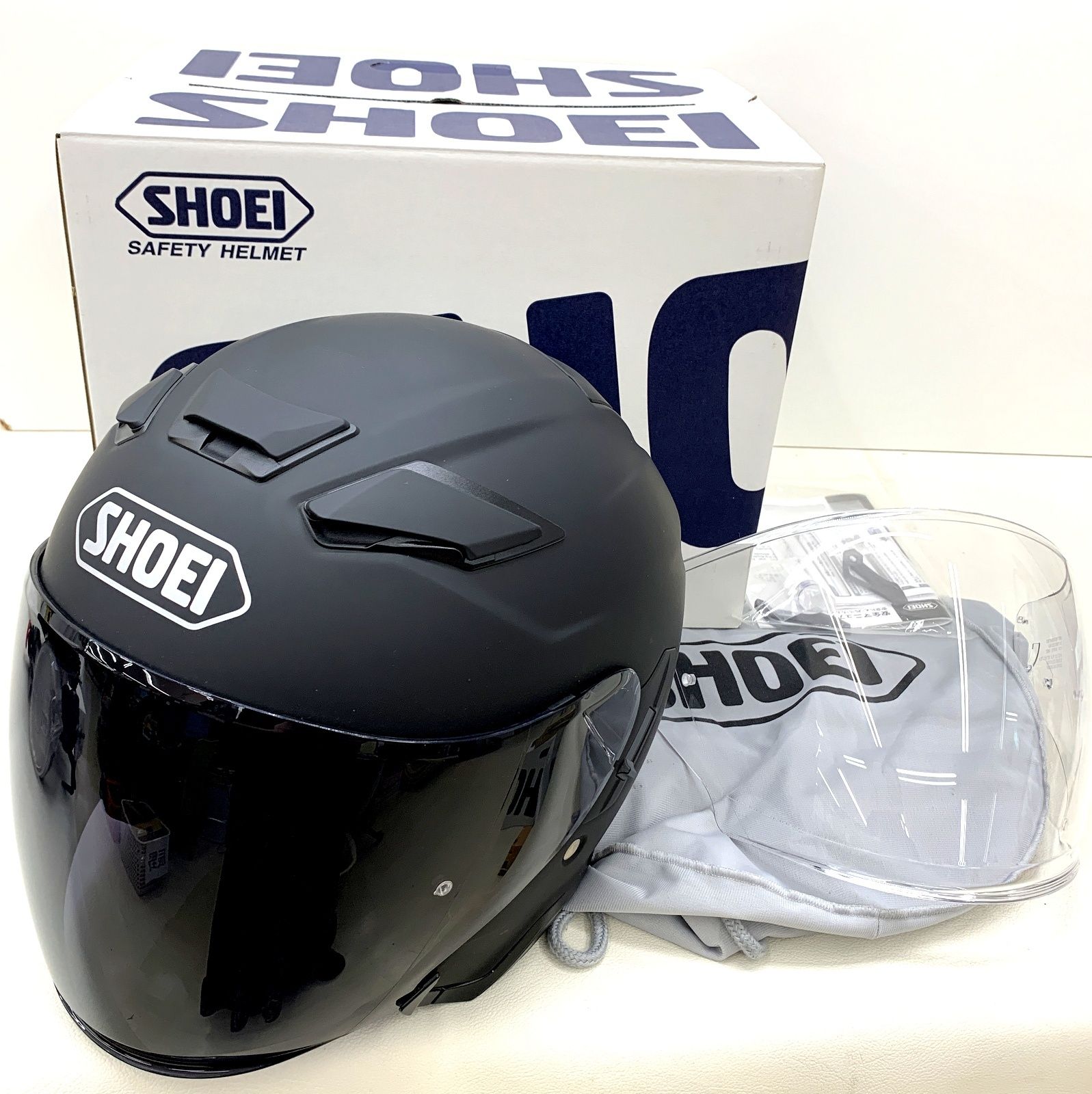 SHOEI ショウエイ J-Cruise2 マットブラック XLサイズ ジェット ヘルメット スモークシールド着用 クリアシールド付き バイク バイク用品★152