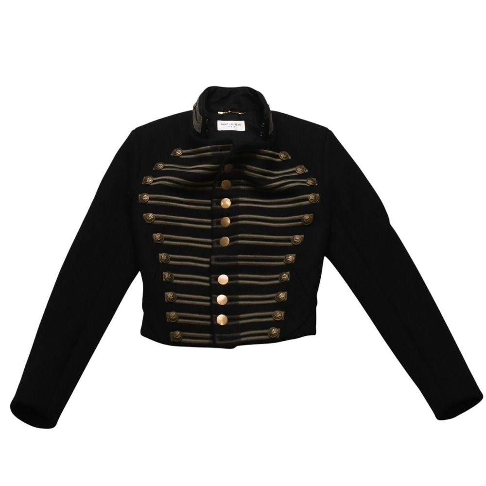 SAINT LAURENT PARIS サンローラン ナポレオンジャケット エディ・スリマン期 ブラック ゴールド金具 サイズ34 美品 中古 4a001946