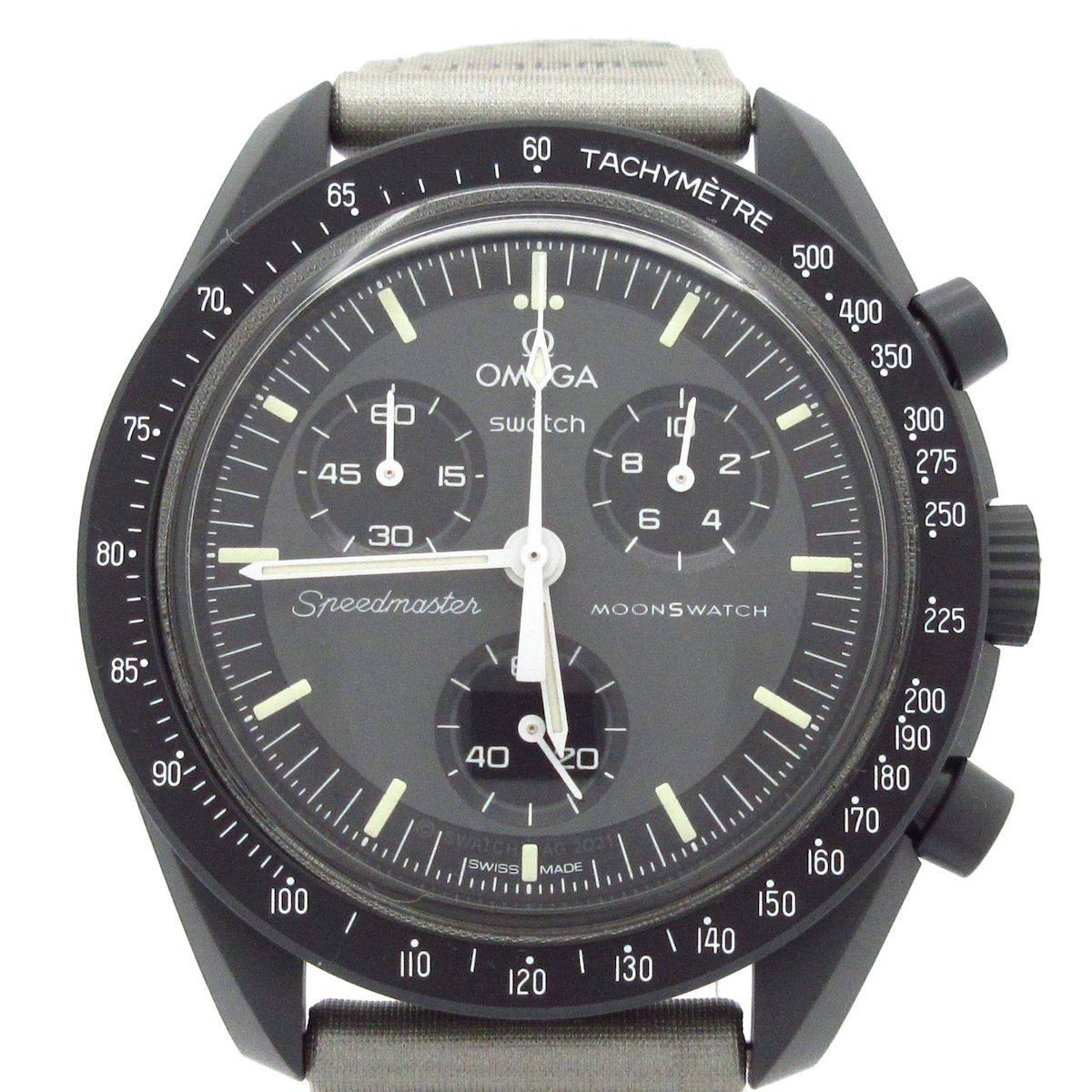 swatch(スウォッチ) 腕時計 MISSION TO MERCURY SO33A100 メンズ クロノグラフ ダークグレー×黒