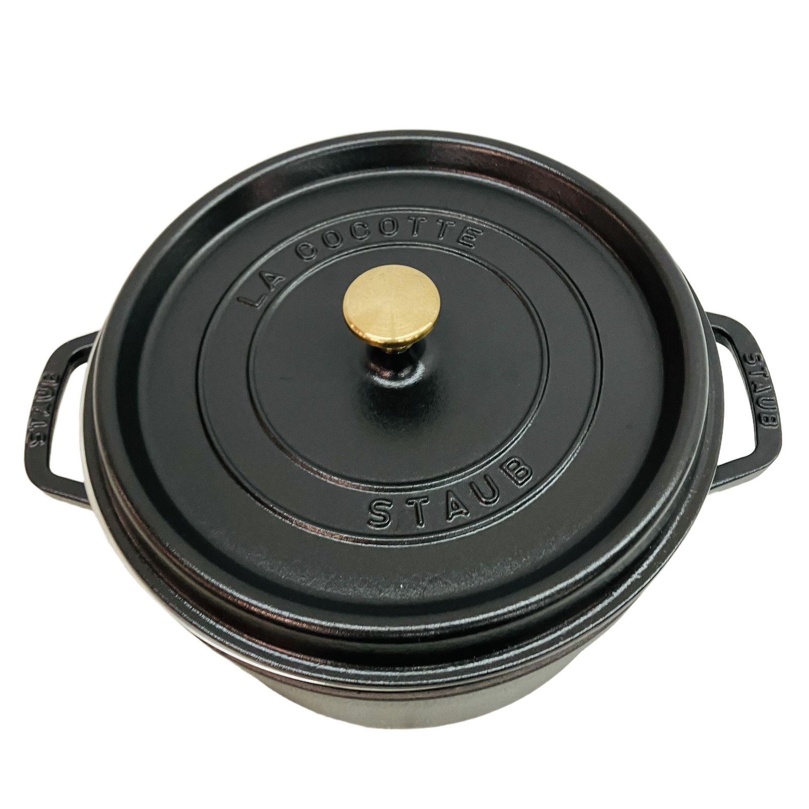 26cm STAUB LA COCOTTE 両手鍋 ストウブ 黒・真鍮 STAUB LA COCOTTE 26cm ピコ ココット ラウンド鍋 両手鍋 蒸し器付き