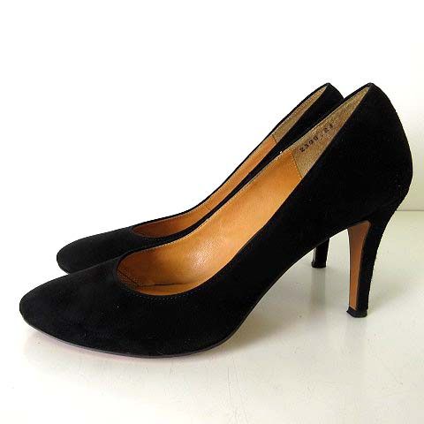 ランバンオンブルー LANVIN en Bleu パンプス ハイヒール 本革 スエード レザー 24.0cm 黒 ブラック 美品 くつ 靴 シューズ