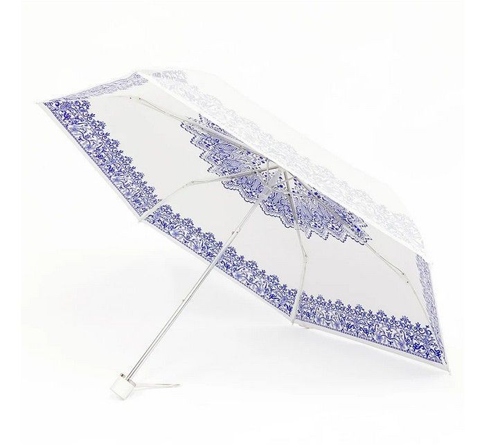 日本製 UVION プレミアムホワイト 晴雨兼用傘 UVカット 折り畳み 熱中症対策 50cmスーパーミニ シャドーレース柄 Nv