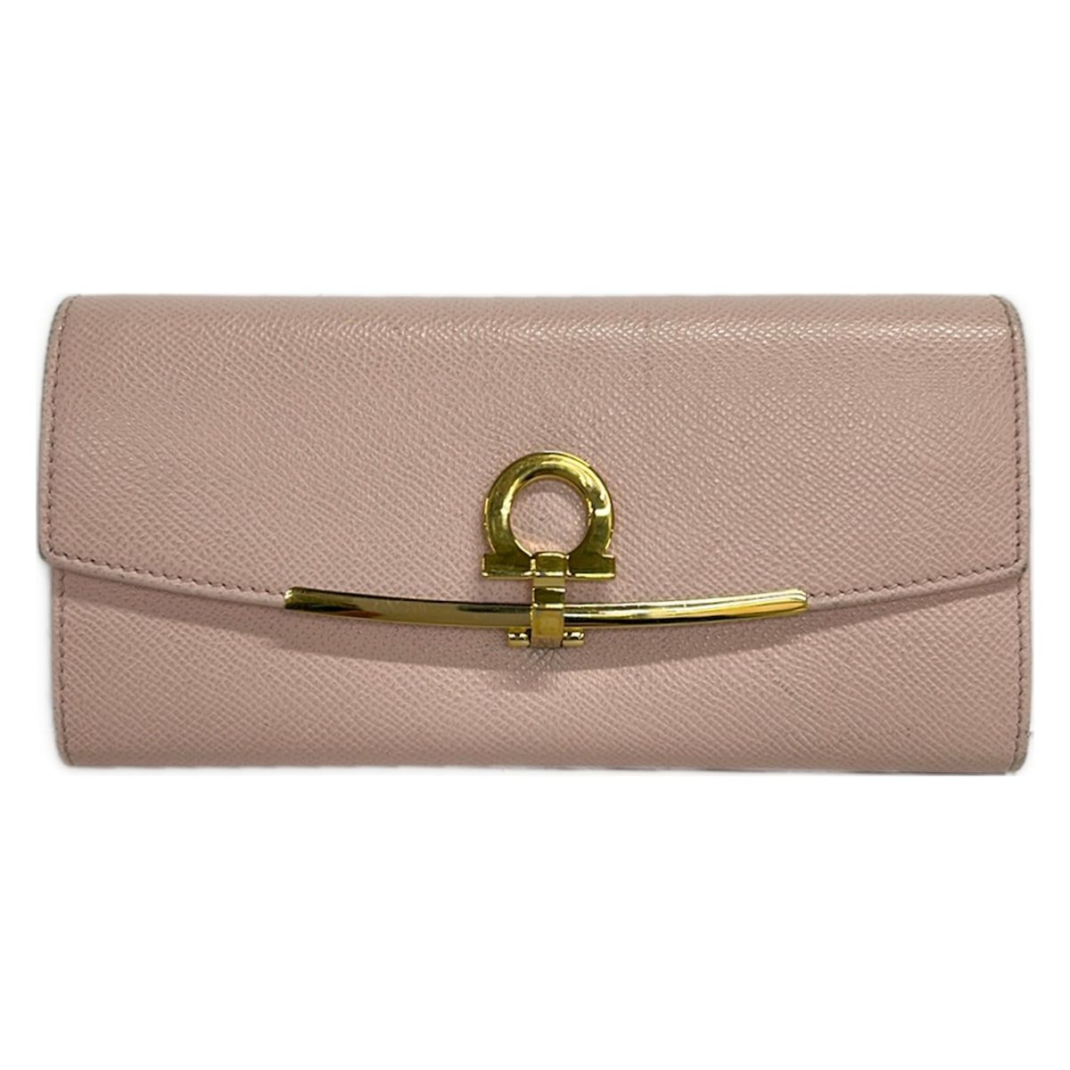 FERRAGAMO/SalvatoreFerragamo(サルバトーレフェラガモ) 長財布 ガンチーニ ライトピンク×ゴールド レザー
