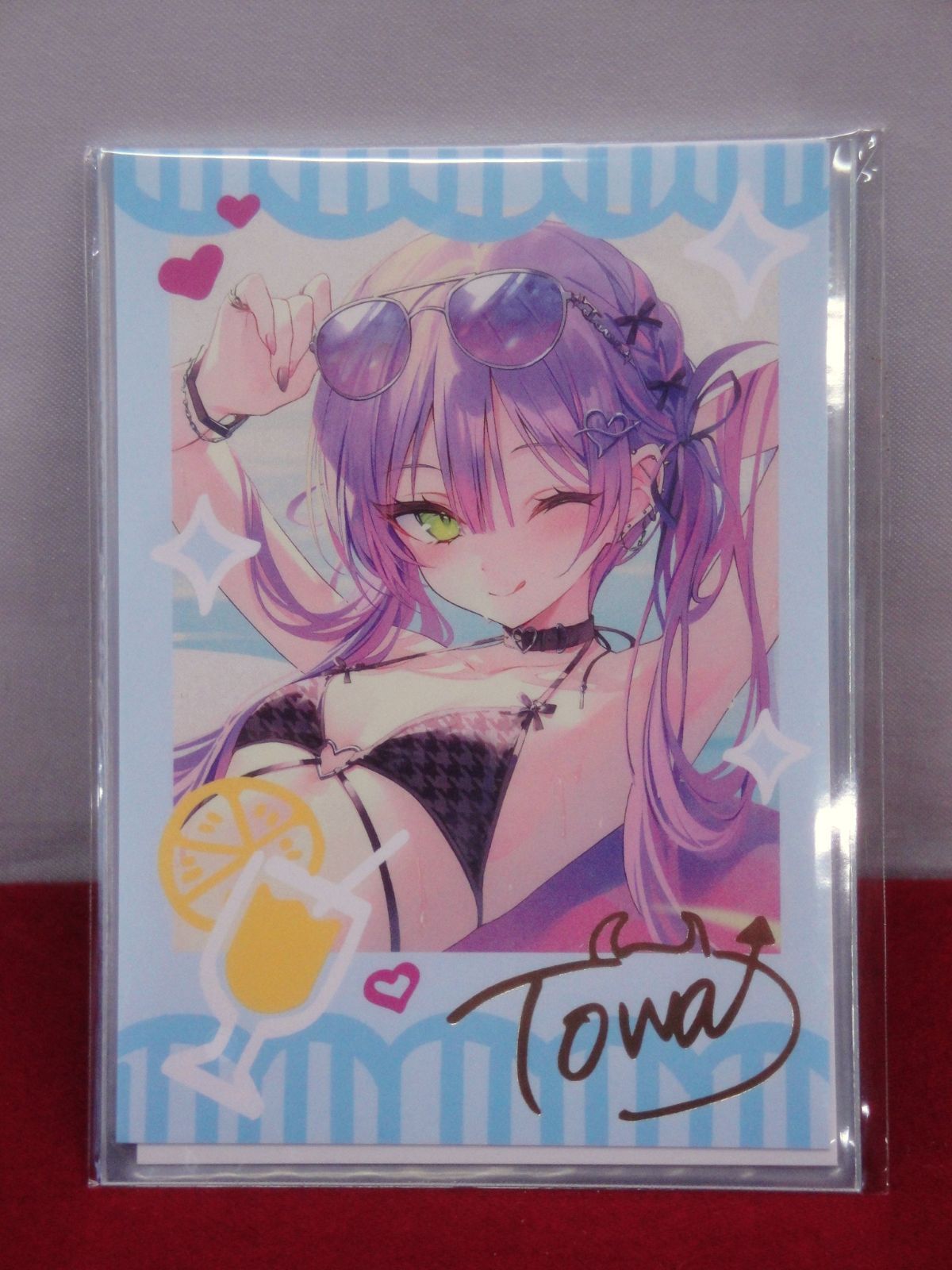 未開封品】常闇トワ 箔押し複製サイン入り チェキ風 ブロマイドカード