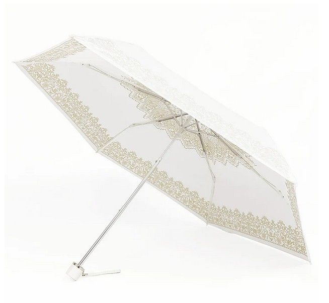日本製 UVION プレミアムホワイト 晴雨兼用傘 UVカット 折り畳み 熱中症対策 50cmスーパーミニ シャドーレース柄 Go