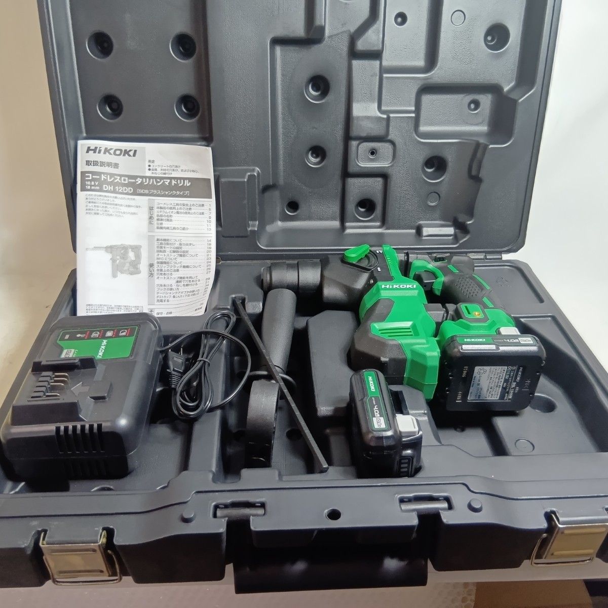 HiKOKI ハイコーキ 未使用品(S) 充電器・充電池2個・ケース付 コードレス式 DH12DD(2LSK) ブラック