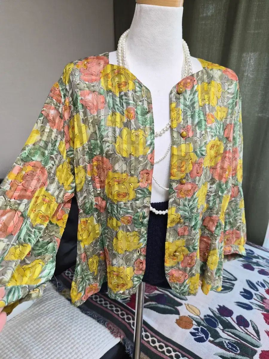 洗練ユニーク フラワー ルーズフィット ジャケット