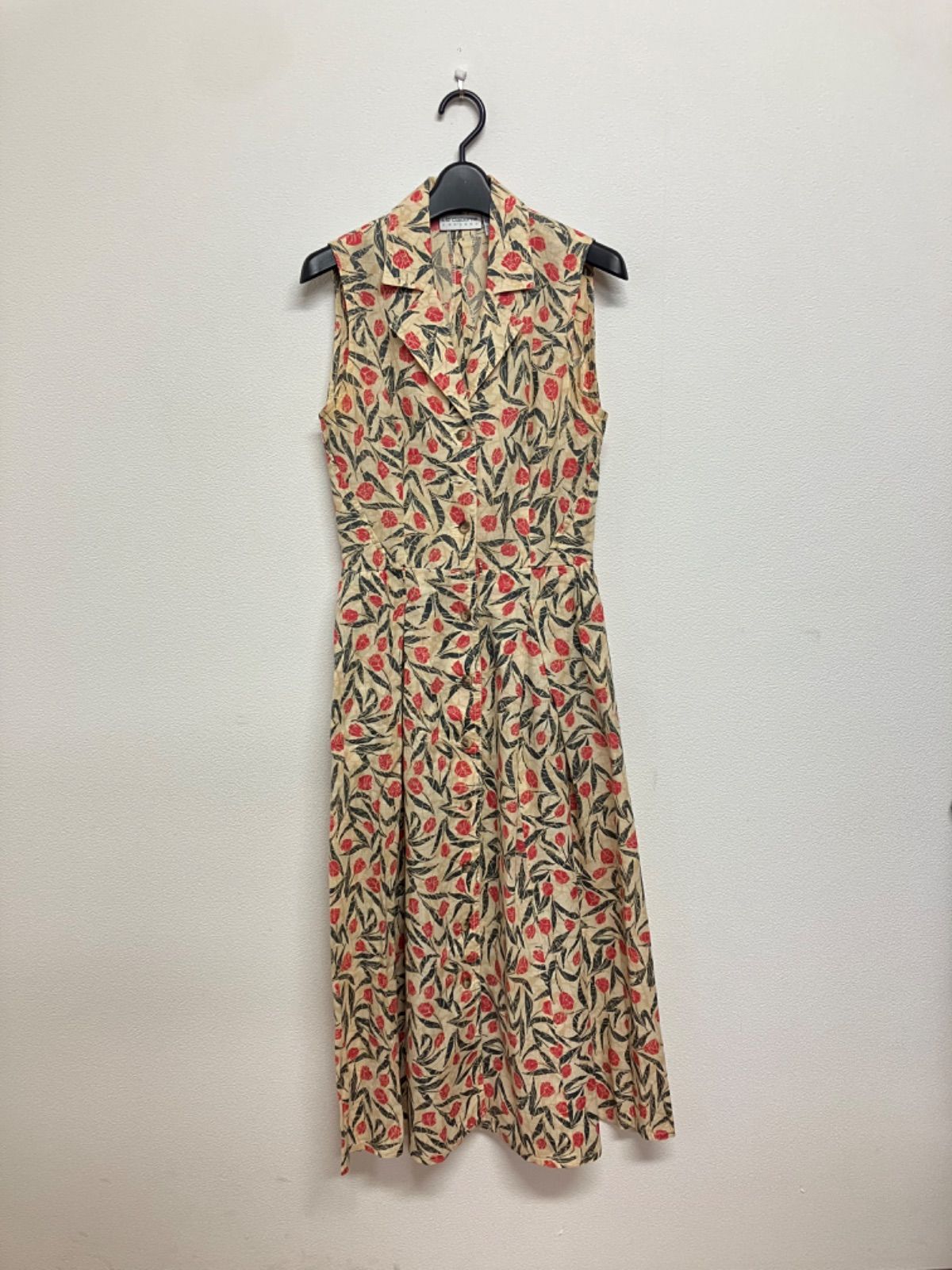 liz claiborne ワンピース　ドレス　シャツワンピース　ノースリーブ　チューリップ　花柄