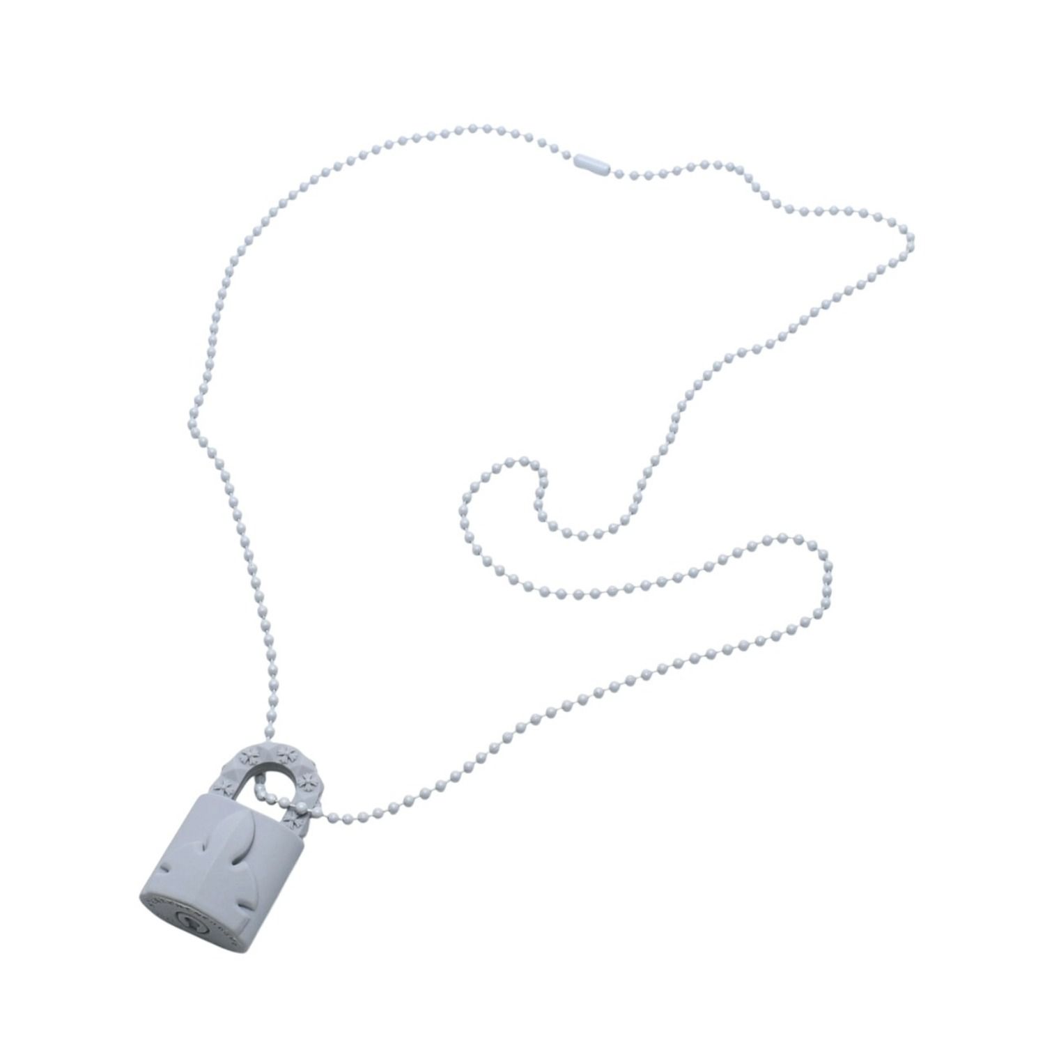 極美品 CHROME HEARTS クロムハーツ PADLOCK FLERKNEE SILICONE RUBBER NECKLACE シリコン ラバー ネックレス グレー パドロック フレアニー アクセサリー ボールチェーン 中古 4a001908