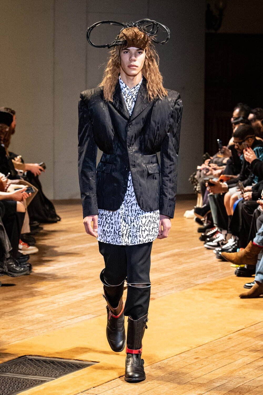 COMME des GARCONS HOMME PLUS 23aw 英字総柄 ロングシャツ M