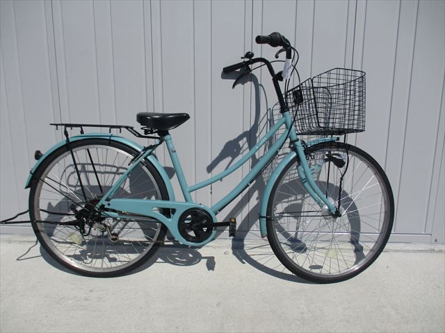 F76★整備済み★完成車発送★中古シティ自転車【 26インチ ママチャリ 青 】
