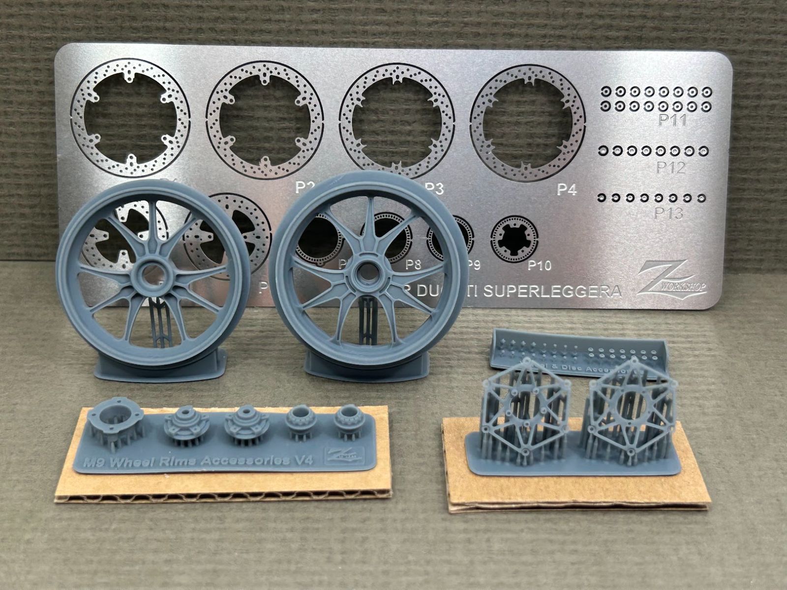 Zワークショップ Z01-008 1/12 ドゥカティ V4R/S ホイール & ブレーキディスク セットD
