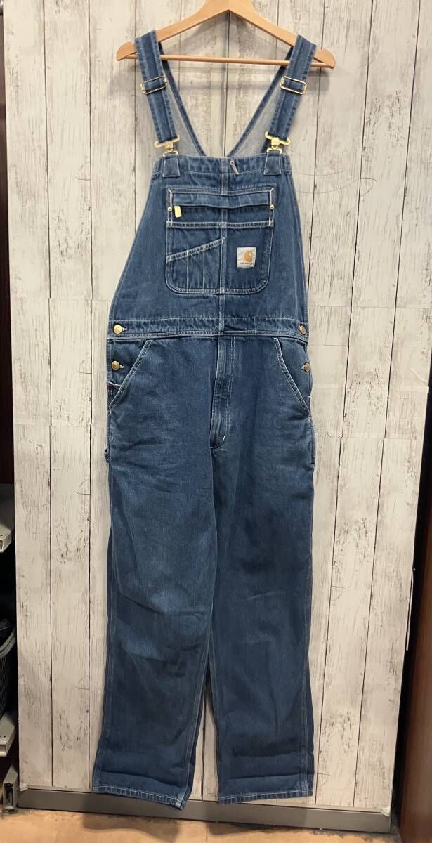 Carhartt カーハート メンズ オーバーオール 104672 DST デニム ビブ コットン 汚れ 34×32