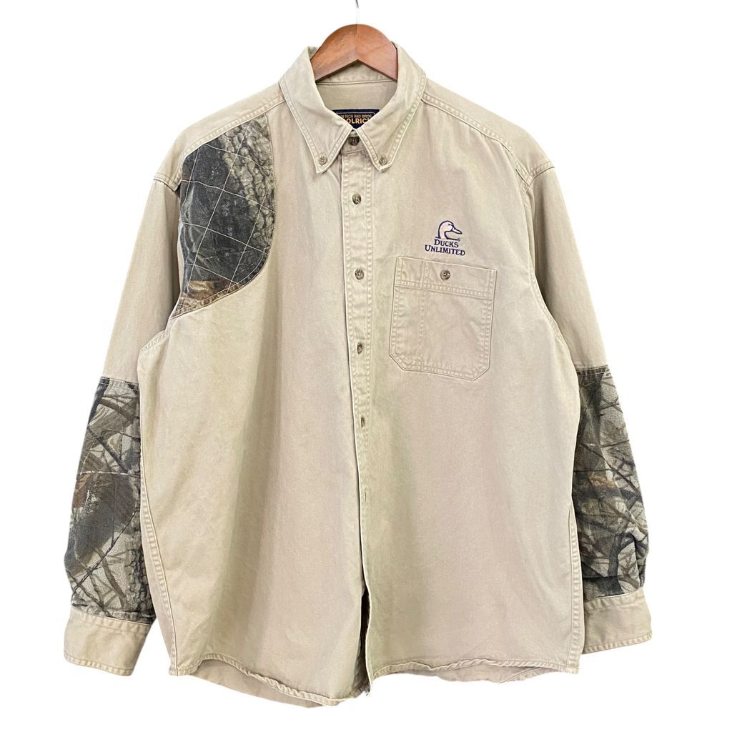 Woolrich ウールリッチ 切り替え ハンティングシャツ ジャケット リアルツリー ベージュ XL No.S263