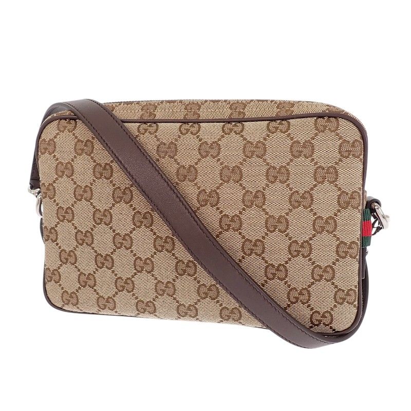 グッチ GUCCI スモール クロスボディバッグ 834802 ボディバッグ ショルダーバッグ セカンドバッグ GGキャンバス ベージュ ダークブラウン メンズ レディース【中古】【Aランク】