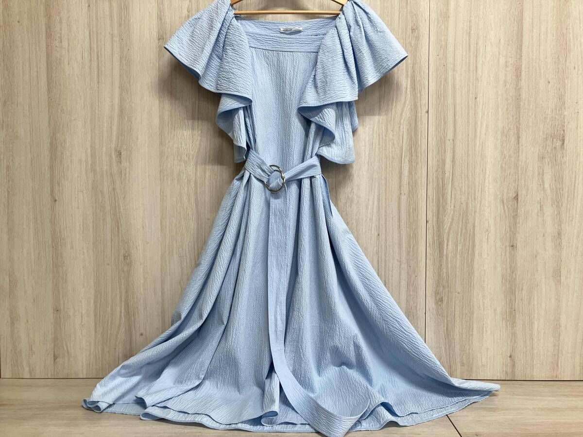 ADEAM アディアム 23SS 半袖ワンピース サックスブルー vacation dress 43689 AP00X07T XSサイズ ブルー