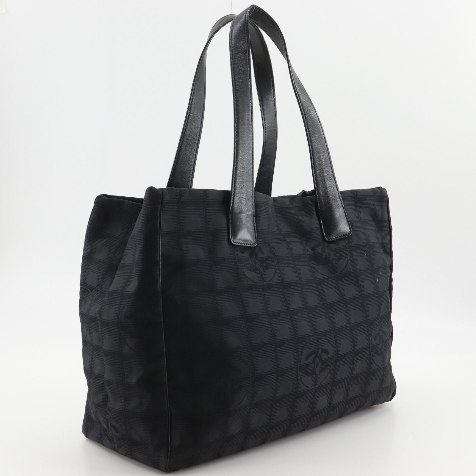 本物☆シャネル トラベルライン トートバッグ キャンバス ハンドバッグ ブラック オンラインストア在庫 CHANEL シャネルニュートラベルライン